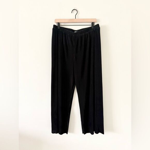 RO & DE Nordstrom Accordion Pleated Cropped Wide Leg in Black - Size XL - Picture 1 of 6